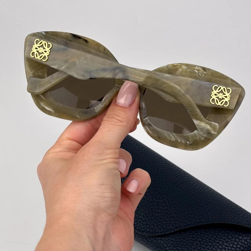 Loewe ANAGRAM LW40127I 60E Women NEW AUTHENTIC Sunglasses Green Brown Cat Eye